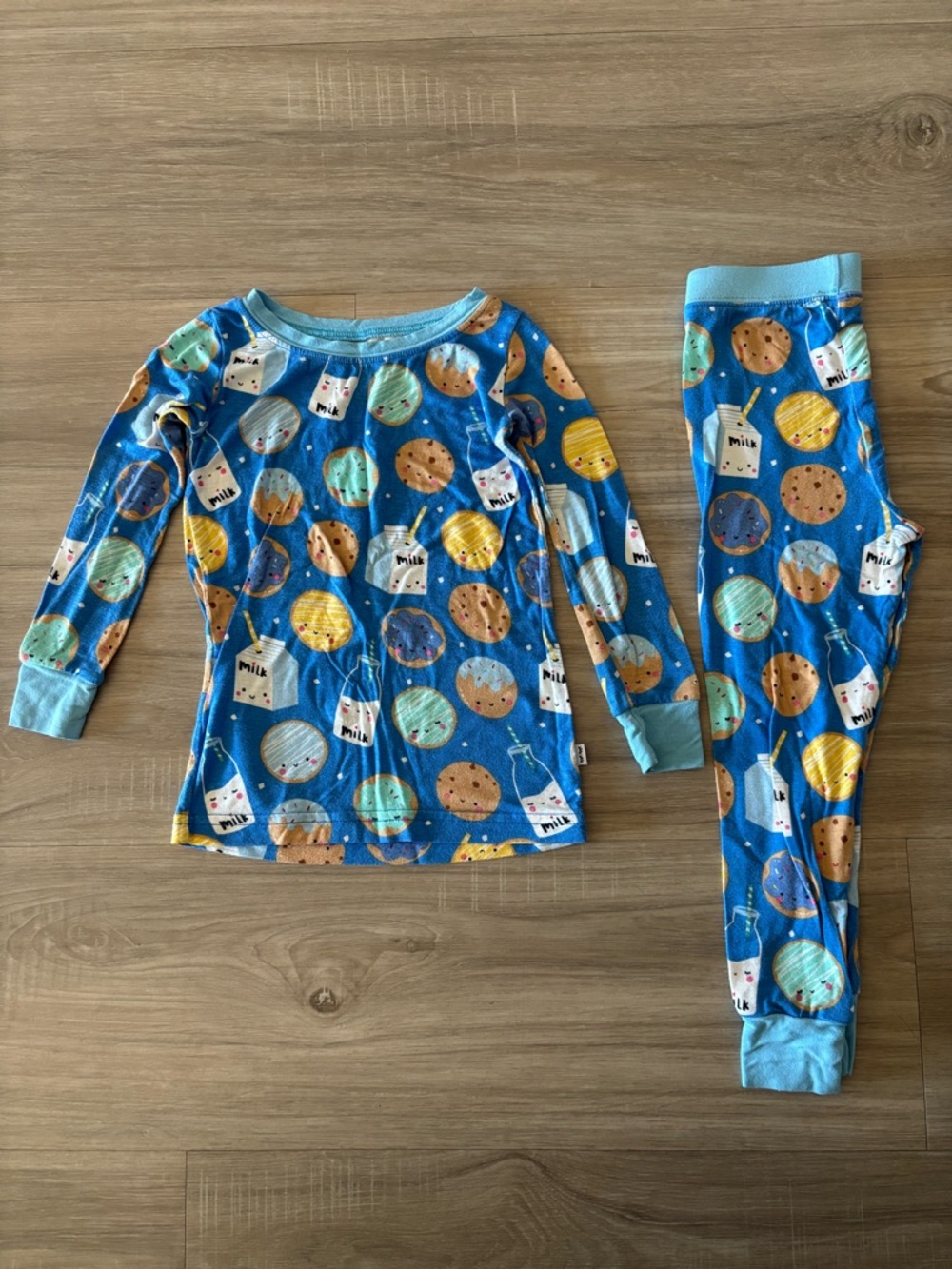 Little Sleepies Toddler 18/24m Blue Cookie & Milk two piece Pajama Set